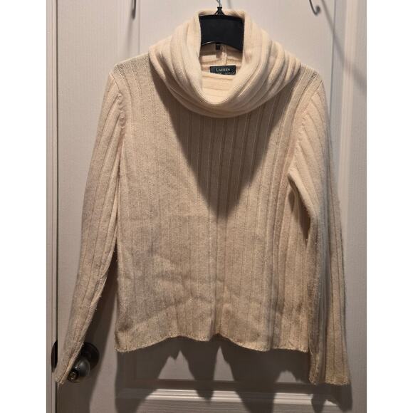 VTG Lauren Ralph Lauren Wool Angora Rabbit Cashmere blend cowl neck sweater sz M - Picture 1 of 4